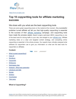 Top 10 copywriting tools for affiliate marketing success