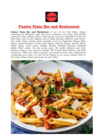 Fuzion Pizza Bar and Restaurant Bokarina, QLD - 5% off