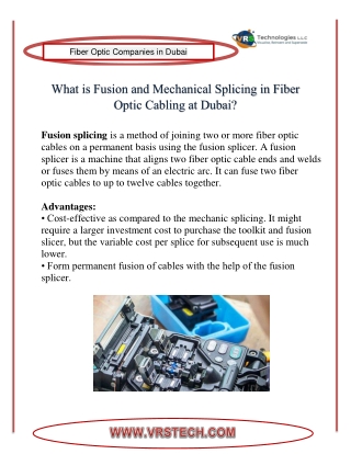 What is Fusion and Mechanical Splicing in Fiber Optic Cabling at Dubai?