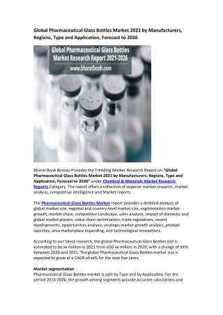Global Pharmaceutical Glass Bottles Market 2021 by