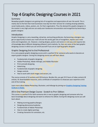 Top 4 Graphic Designing Courses in 2021