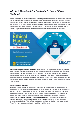 Why It Is Beneficial For Students To Learn Ethical Hacking