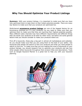 Why You Should Optimize Your Product Listings