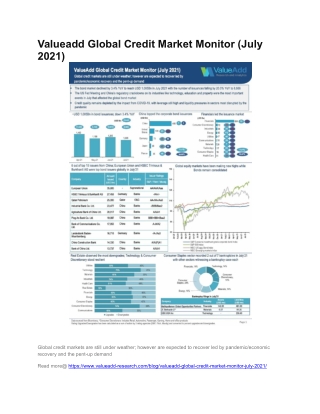 Valueadd Global Credit Market Monitor (July 2021)