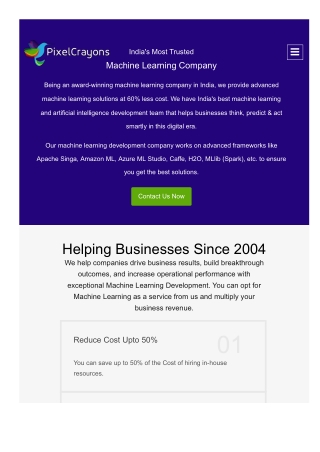 PixelCrayons: India's Most Trusted Machine Learning Company