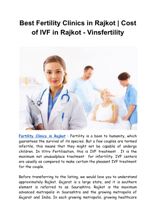 Best Fertility Clinics in Rajkot _ Cost of IVF in Rajkot - Vinsfertility