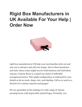 Rigid Box Manufacturers in UK Available For Your Help