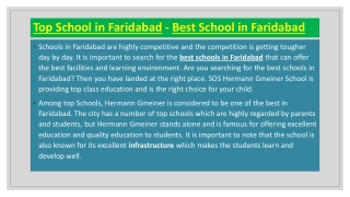 Top School in Faridabad - Best School in Faridabad