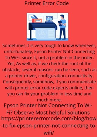 Epson Printer Not Connecting To Wi-Fi Observe Most helpful Solutions