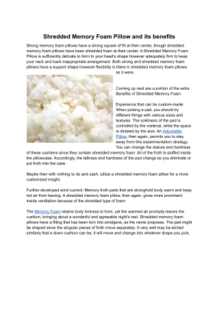 Shredded Memory Foam Pillow and its benefits