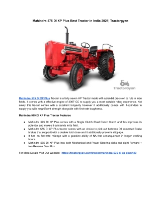 Mahindra 575 DI XP Plus Best Tractor in India 2021| Tractorgyan
