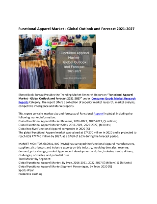 Functional Apparel Market - Global Outlook and Forecast 2021-2027
