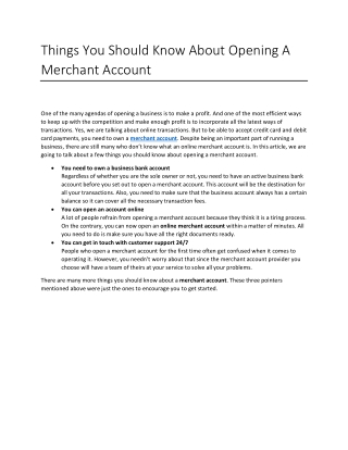 Things You Should Know About Opening A Merchant Account