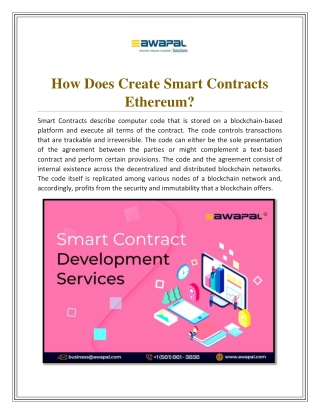 How Does Create Smart Contracts Ethereum?