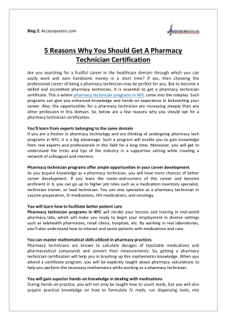 5 Reasons Why You Should Get A Pharmacy Technician Certification