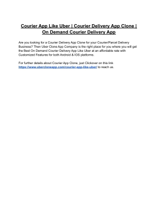 Courier App Like Uber _ Courier Delivery App Clone _ On Demand Courier Delivery App