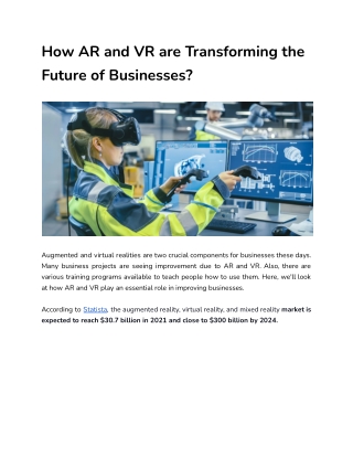 How AR and VR are Transforming the Future of Businesses_