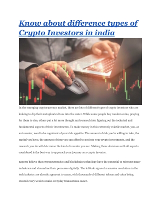 Know about difference types of Crypto Investors in india