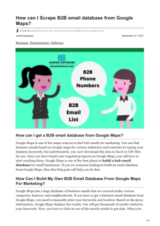 How can I Scrape B2B email database from Google Maps