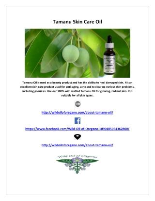 Skin Care Oil Made of Tamanu