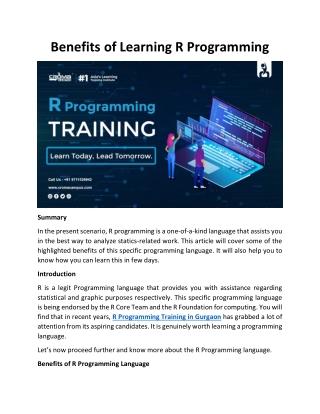 Benefits of Learning R Programming