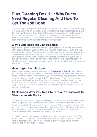 Duct Cleaning Box Hill