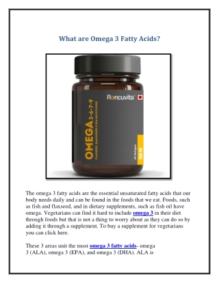 What are Omega 3 Fatty Acids
