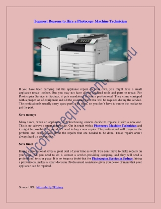 Topmost Reasons to Hire a Photocopy Machine Technician