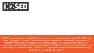 White Label Local SEO Services- In2SEO