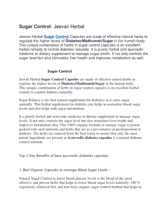 Sugar Control