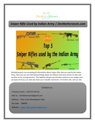 Sniper Rifle Used by Indian Army | Deshkeheroesin.com