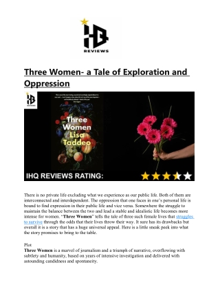Three Women- a Tale of Exploration and Oppression