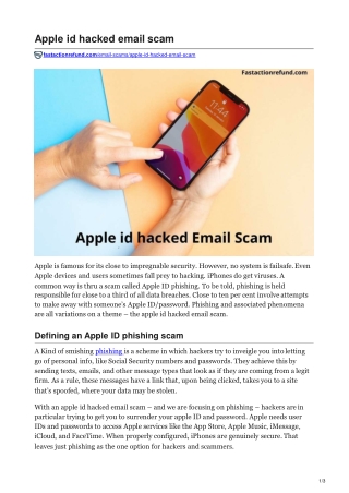 Apple id hacked email scam