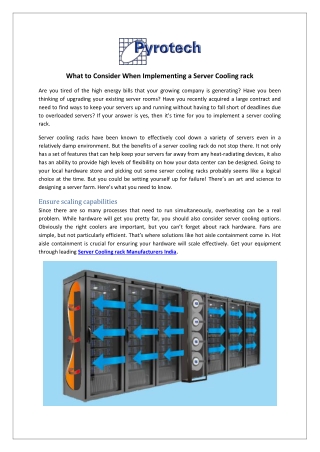 What to Consider When Implementing a Server Cooling rack