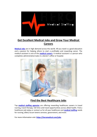 Get Excellent Medical Jobs and Grow Your Medical Careers