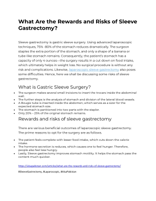 What Are the Rewards and Risks of Sleeve Gastrectomy