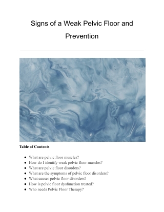 Signs of a Weak Pelvic Floor and Prevention