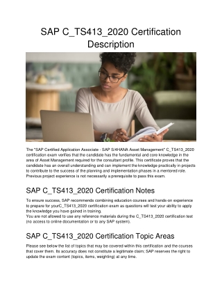 SAP C_TS413_2020 Certification Description