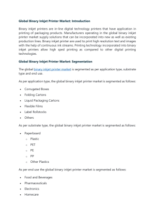 Binary Inkjet Printer Market