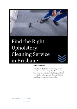 Find the Right Upholstery Cleaning Service in Brisbane