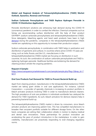 Global and Regional Analysis of Tetraacetylethylenediamine [TAED] Market Outlook