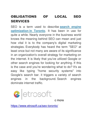 OBLIGATIONS OF LOCAL SEO SERVICE1