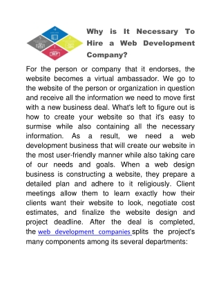 Why is It Necessary To Hire a Web Development Company