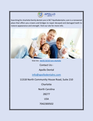 Family Dental Care Charlotte  Apollodentalnc.com