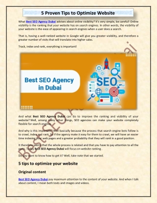 5 Proven Tips to Optimize Website