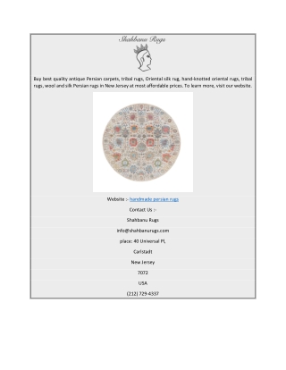 Handmade Persian Rugs  Shahbanurugs.com