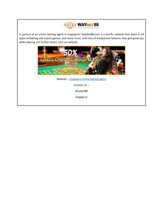Singapore Online Betting Agent  Waybet88.com