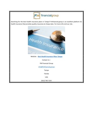 Best Health Insurance Plans Tampa  Fmfinancial.group