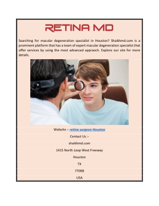 retina surgeon Houston