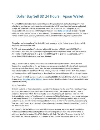 Dollar Buy Sell BD 24 Hours | Apnar Wallet